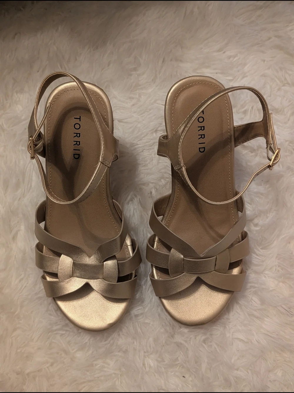 Torrid Metallic Gold Wedge Sandals - Women's